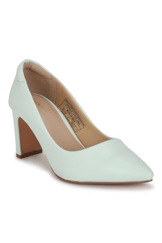 Image of Allen Solly Woman Pointed Toe Block Pumps Green