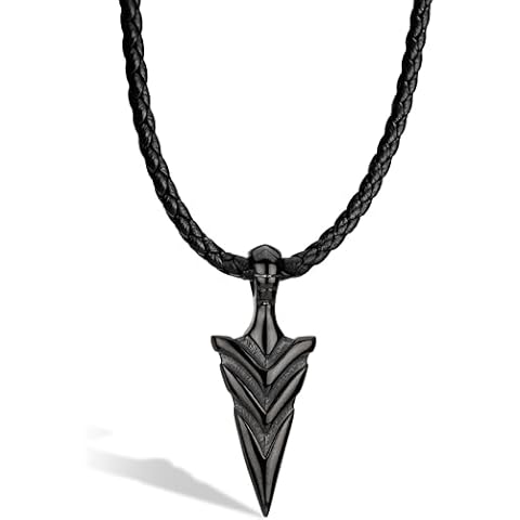SERASAR Leather Necklace Men Leather Choker with Pendant - 50cm Black - Leather Necklet with Jewellery Box for Men - Real Leather - for Men - Leather Locket Men Jewellery Cover