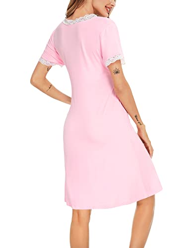 SWOMOG Women 3 in 1 Delivery/Labor/Nursing Nightgown Short Sleeve Pleated Maternity Sleepwear for Breastfeeding