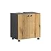 Produktbild trendteam smart living - PureBliss - Waschbeckenunterschrank auf Rollen - Anthrazit/Evoke Eiche - Rillenoptik - 1 Einlegeboden - (BxHxT) 60 x 64 x 42cm - edle Metallgriffe