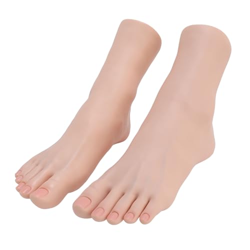 NSXAYIWE 1 par de Modelos de pies de Silicona, pies Falsos Femeninos con posicionamiento de la articulación del pie, pies de Silicona para Arte de uñas, exhibición de Sandalias de