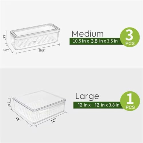 4 Pack Fridge Organizer, Stackable Refrigerator Organizer Bins with Lids, BPA-Free Fridge Organizers and Storage Contain - Additional View