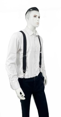 Image of Mens Suspenders with 3 Swivel Hooks Belt Loops 1.4 Inch Wide Heavy Duty Adjustable Braces