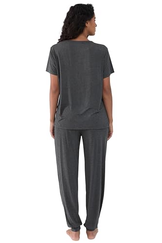Image of Joyaria Bamboo Viscose Pajamas Women Ultra Soft Short Sleeve Jogger Pants Pjs Set Cooling Sleepwear