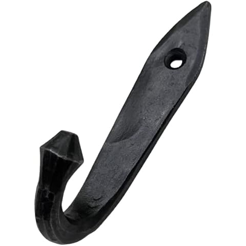 Living Ideas Hand Forged Metal Wall Hooks Wrought Iron Handmade Wall Mounted Rustic Hook for Plant, Mug & Hat Blacksmith Farmhouse Decor Coat Hook Rack Antique Finish Heavy Duty Kitchen Towel Hooks Cover