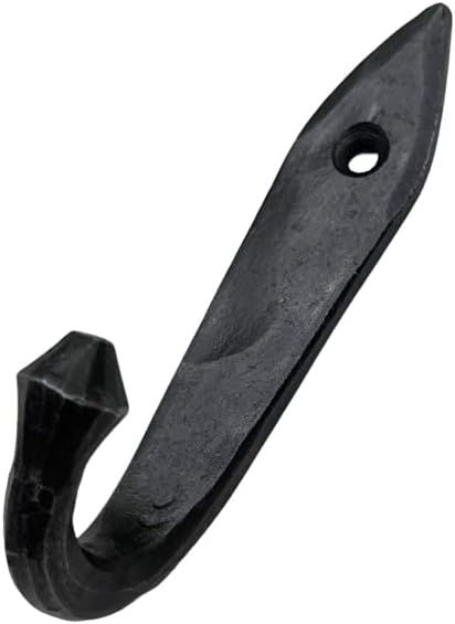 Living Ideas Hand Forged Metal Wall Hooks Wrought Iron Handmade Wall Mounted Rustic Hook for Plant, Mug & Hat Blacksmith Farmhouse Decor Coat Hook Rack Antique Finish Heavy Duty Kitchen Towel Hooks