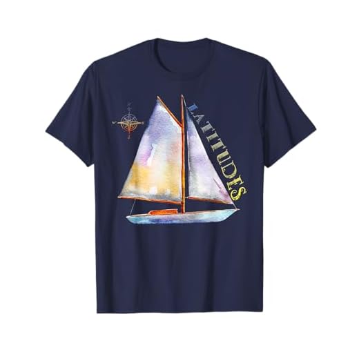 Watercolor Sailboat with Compass and LATITUDES Sailing T-Shirt