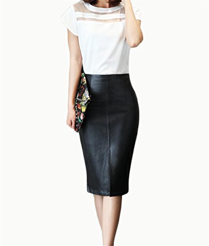 Jupe demi-longueur noire H&H HY taille L en textile fluide uni