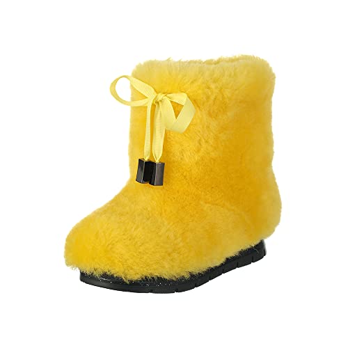 Girl's fur winter boots,yellow sheepskin fur toddler boots, girls snow boots, kids mukluks, yeti boots for kids, children winter shoe2