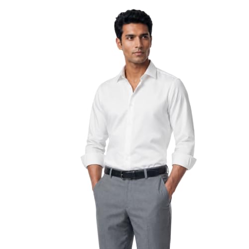 Image of BEYOURS Men's Full Sleeve Shirt Regular Fit Spread Collar 100% Cotton Satin Office & Formal.