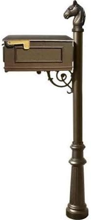 Mailbox System with Post Fluted Base & Horsehead Finial Bronze