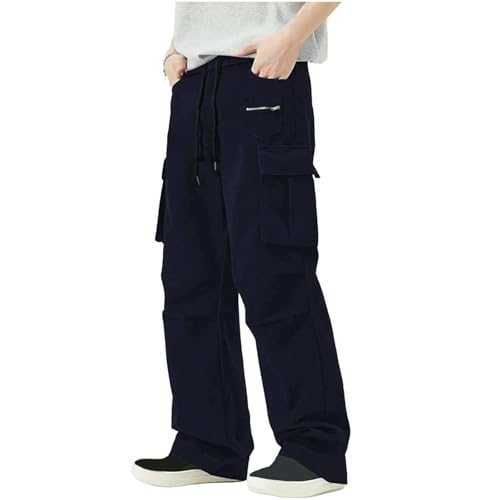 Men's Fashion Solid Cargo Pants Athletic Elastic Joggers Casual