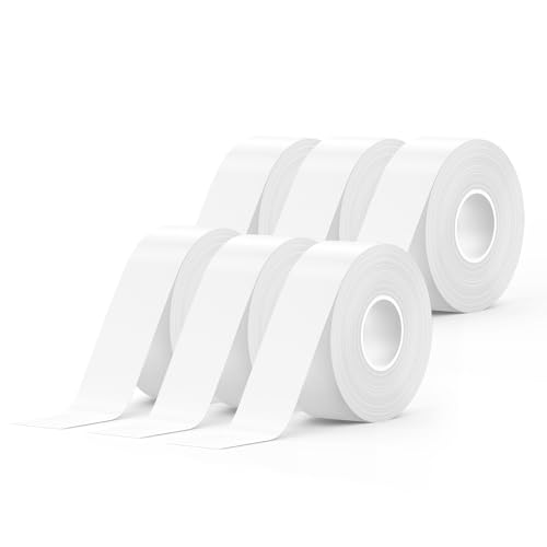 SUPVAN E10 & E11 Label Maker Tape, 6 Rolls 0.59in × 19.7ft (15mm × 6m) Genuine Continuous Laminated Thermal Label Tape Refill, Waterproof Oilproof Child-Safe Durable Auto Detect Labels, Black on White by SUPVAN - Used condition - US$23.26