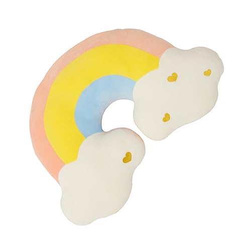 Alipis Almohada Decorativa de Arcoíris Forma de Nube, Felpa y Algodón PP, Cojín Mullido Diseño Encantador para Sofá, Oficina y Dormitorio