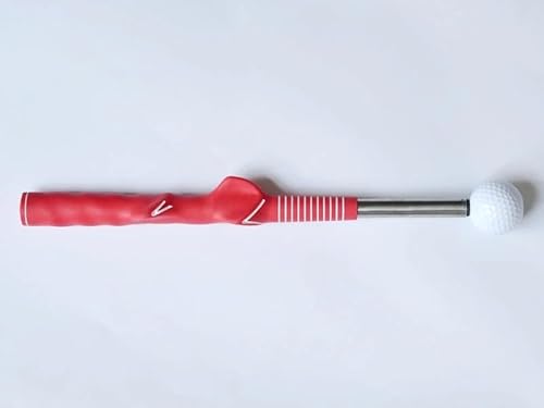 ゴルフ スイング 素振り 練習用品 ゴルフ練習器具 スイング姿勢トレーニング補助伸縮スティックスイングエクササイザー アライメントスティック トルネードスティック ショート ロング (赤)