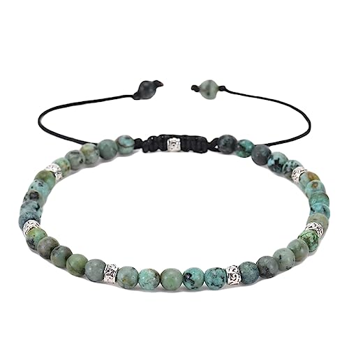 Bracelet en pierres véritables 4mm : l'élégance du tissage naturel réglable pour homme et femme