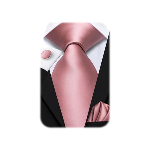 Image of Dubulle Silk Ties Set for Men Formal Paisley Striped Necktie Pocket Square Cufflinks 3PCS Sets Wedding Business Party
