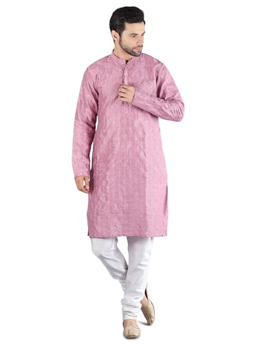 Image of Uri and MacKenzie Embroidery Silk Men's Kurta Pyjama Set
