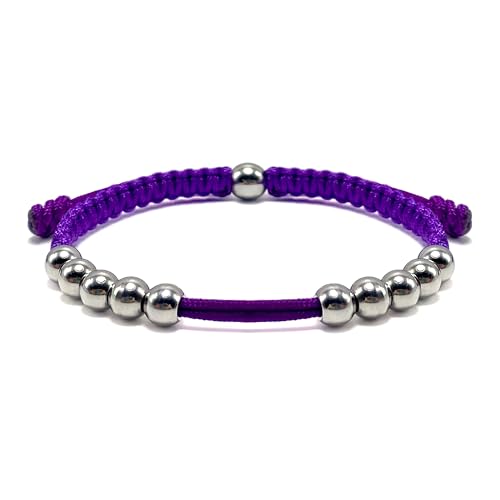 LAMIBEE Golf Stainless Steel 10 Beads Score Counter Bracelet, Golf Stroke Count Bracelet, Resizable and Easy to Adjust Golf Round Scoring Tracker, Durable and Stylish Golf Accessory (Purple)