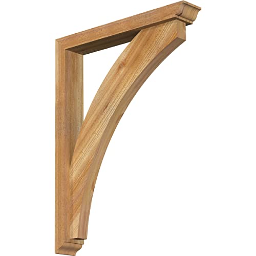 4" W x 24" D x 32" H Thorton Traditional Rough Sawn Bracket w/Offset Brace, Western Red Cedar
