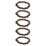 Didiseaon Pulsera de Cuentas de Madera Natural con Cruz Católica, Elástica, 5 Unidades, Pulsera de Oración Cristiana para Mujer y Hombre, Joyería Religiosa de Fe para Uso Diario y Obsequio