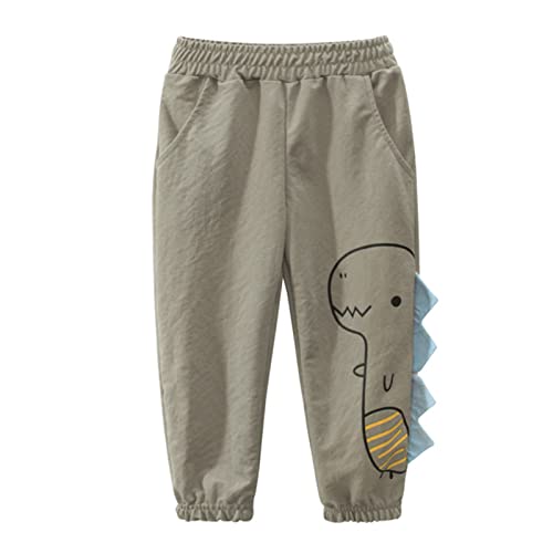 Mercatoo Calça de moletom infantil infantil para meninos de algodão com elástico de dinossauro calça