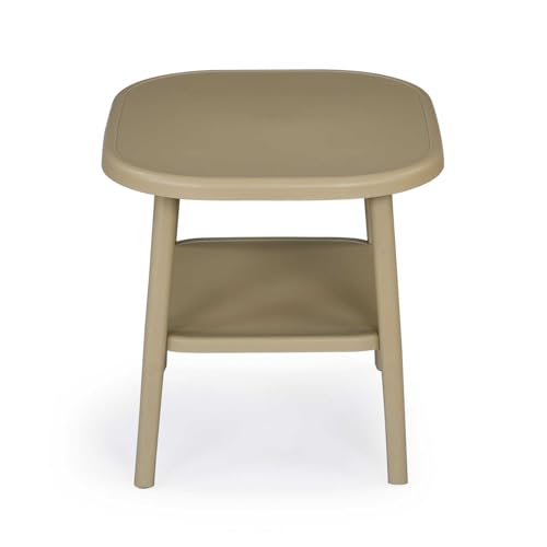 Image of Nilkamal Arena Plastic Side Table with Storage Shelf | End Table | Corner Table | for Home, Living Room, Office, Balconies, Patios | Luxury Beige