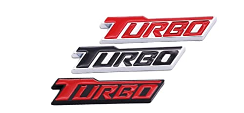 Image of 2PCS Turbo Letters Emblem 3D Metal Badge Car Body Side Sticker for Universal Cars (Black Silver)