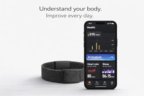 Image of Screenless Fitness Band for Men & Women | HRV, Heart Rate, SpO2 & Sleep Tracker | No Screen, No Distractions | Activity & Recovery Monitor | 30 Day Battery | iOS & Android | Black
