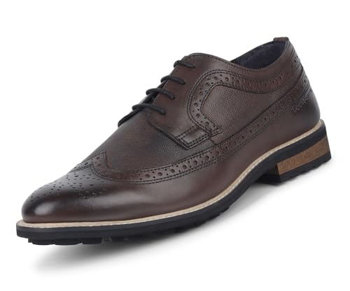 Image of LOUIS STITCH Leather Brogue lace up Boot for Men - Brunette Brown (LSBXBGSFBB) UK -