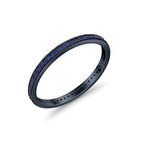 Blue Apple Co. 3mm Full Eternity Wedding Stackable Band Ring Round Cubic Zirconia 925 Sterling Silver3