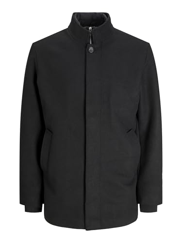 Lunghezza corta JACK & JONES Cappotto di lana da uomo, Nero, L
