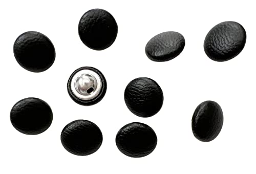 Pepperlonely 10Pc Leather Covered Buttons With Shank Sew On For Leather Clothes Dress Coat Jeans Sofa Decoration Crafts, 11.5Mm, Black #TOP1