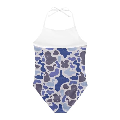 Image of ELEQIN Cartoon Animal Cute Girls One Piece Swimsuit Adjustable Swimwear for 3Y-10Y