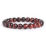J. Fée - Bracciale curativo con perle naturali semipreziose rotonde da 8 mm, elastico, unisex, 17,78 cm e materiale non metallico, colore: Red Tiger'eye, cod. 8MM-Stretch Bracelet