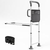 HOMEAL Bed Rails for Elderly Adults Safety - Adjustable Bed Assist Rails for Seniors, Adult Bed Guard Rail with Non-Slip Ergonomic Handle,Storage Pocket & Fixing Strap, 350 Tested (Grey, Long)
