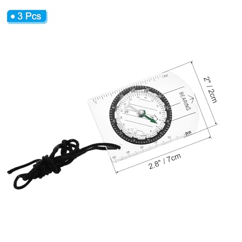 Brújula de orientación PATIKIL 3 pack blanca para camping miniatura 2