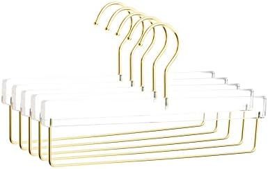 HomeCube USA Elegant Acrylic Clear Hangers with Gold Hook, Heavy Duty Clothes Hanger for Adult (5, Pant Hanger)