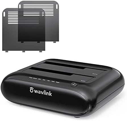 WAVLINK Dual Bay External Hard Drive Docking Station, USB 3.0 to SATA I/II/III HDD Docking Station for 2.5/ 3.5 Inch HDD/SSD with Fixed Bezel, Offline Clone, UASP 6Gbps [ 2x16TB ]-Upgraded