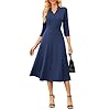 GRACE KARIN Work Dresses for Women 2025,Midi Business Dress,3/4 Sleeve Classy Fit and Flare Dress with Pocket
