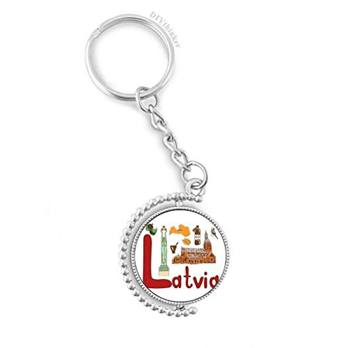Porte-clés Lettonie rotatif haut-lieu touristique finition premium multicolore