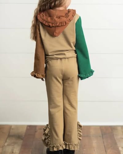 BemeyourBBs Little Toddler Girl Outfit Ruffle Color Block Hoodie Sweatshirt Pants Set Fall Winter Spring Cute Girl Clothes2