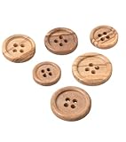 Bois MYMERCERIE Lot de 3 Boutons Bois Petit Rebord 4 Trous Bois Naturel - Taille 18mm