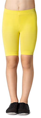 NOQ Pantalones Cortos hasta la Rodilla para niñas Debajo de la Falda, Mallas para Ciclismo, Pantalones Escolares de Baile por Encima de la Rodilla, Edad 4-8 años, Lemon
