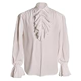 Mens Pirate Shirt Vintage Long Sleeve Blouse Renaissance Ruffled Tops (Z3241, 3XL)