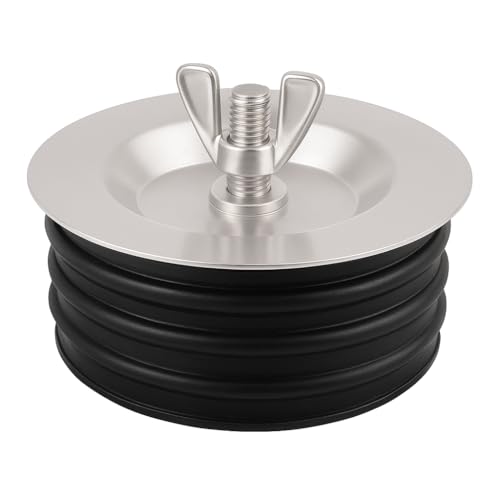4 Inch Mechanical Pipe Test Plug – End of Pipe Gripper Plug with Galvanized Screw & Steel Wing Nut – Expansion Drain Stopper for Sewer Cleanout, Sink, Pool, or Drain Line Maintenance – 1 Pack