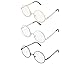 SCSpecial Metall Frame Runde Brille Retro Metall Klare Linse Brille, Unisex, Schwarz, Golden, Silbern Farbe, 3 Paar