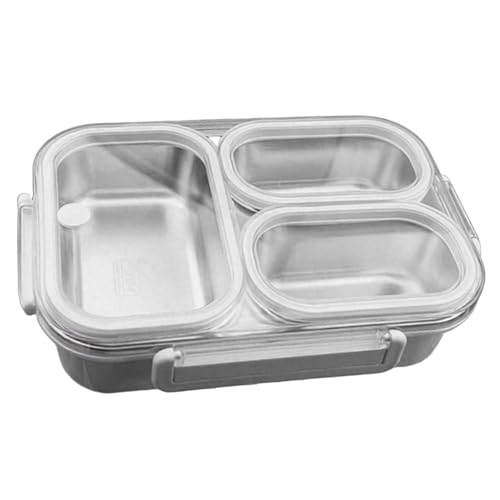 Ngbbby Fiambrera de Acero Inoxidable, contenedor de Almuerzo con 3 Compartimentos, contenedores de Comida para la Escuela, Caja Bento de Metal para Oficina