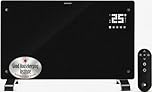 Devola Wifi Enabled Smart Electric Glass Panel Heater 1500W | Alexa Heating Control, Open Window Detection, Wall Mounted & Free Standing Low Energy Heaters with Timer | Lot 20, DVPW1500B (Black)