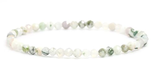 LAKADA Bracelet en agate arbre véritable pierre précieuse avec perles à facettes de 4 mm - différentes longueurs - bracelet en pierres précieuses...
